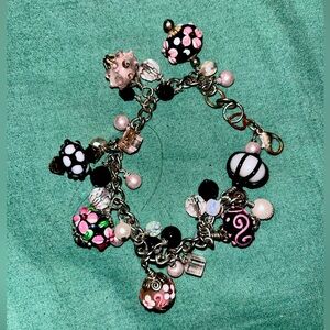 HANDCRAFTED ARTISAN MULTICOLOR BRACELET - Silver tone, Lobster Closure, 8.5”
